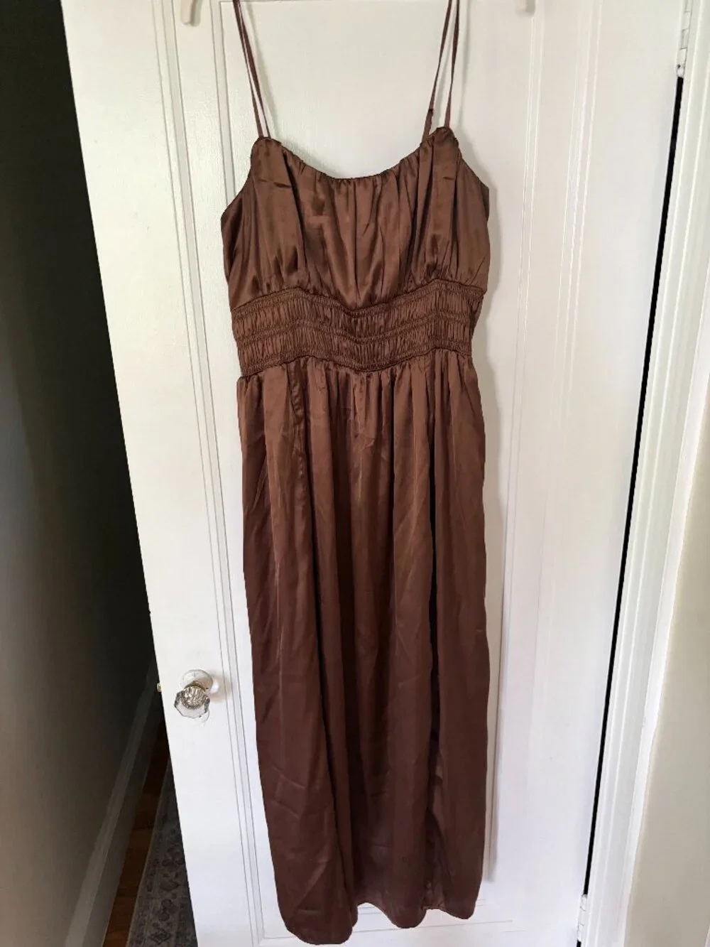 Abercrombie & Fitch Brown Satin Maxi Dress XLT